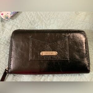 Nichole Miller Shiny Black Zip Wallet